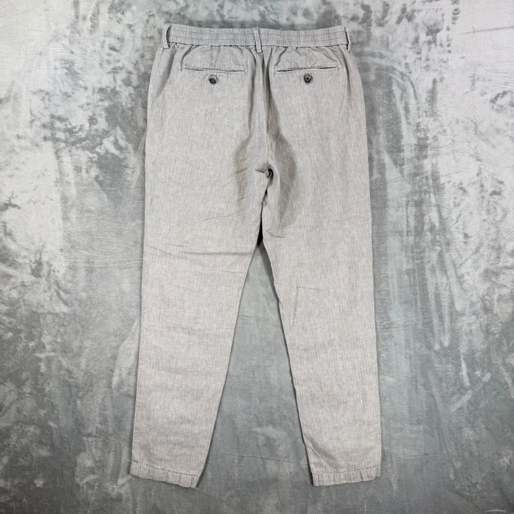 Banana Republic Mason Athletic Tapered Linen Pants Men's Size 32x34 Gray